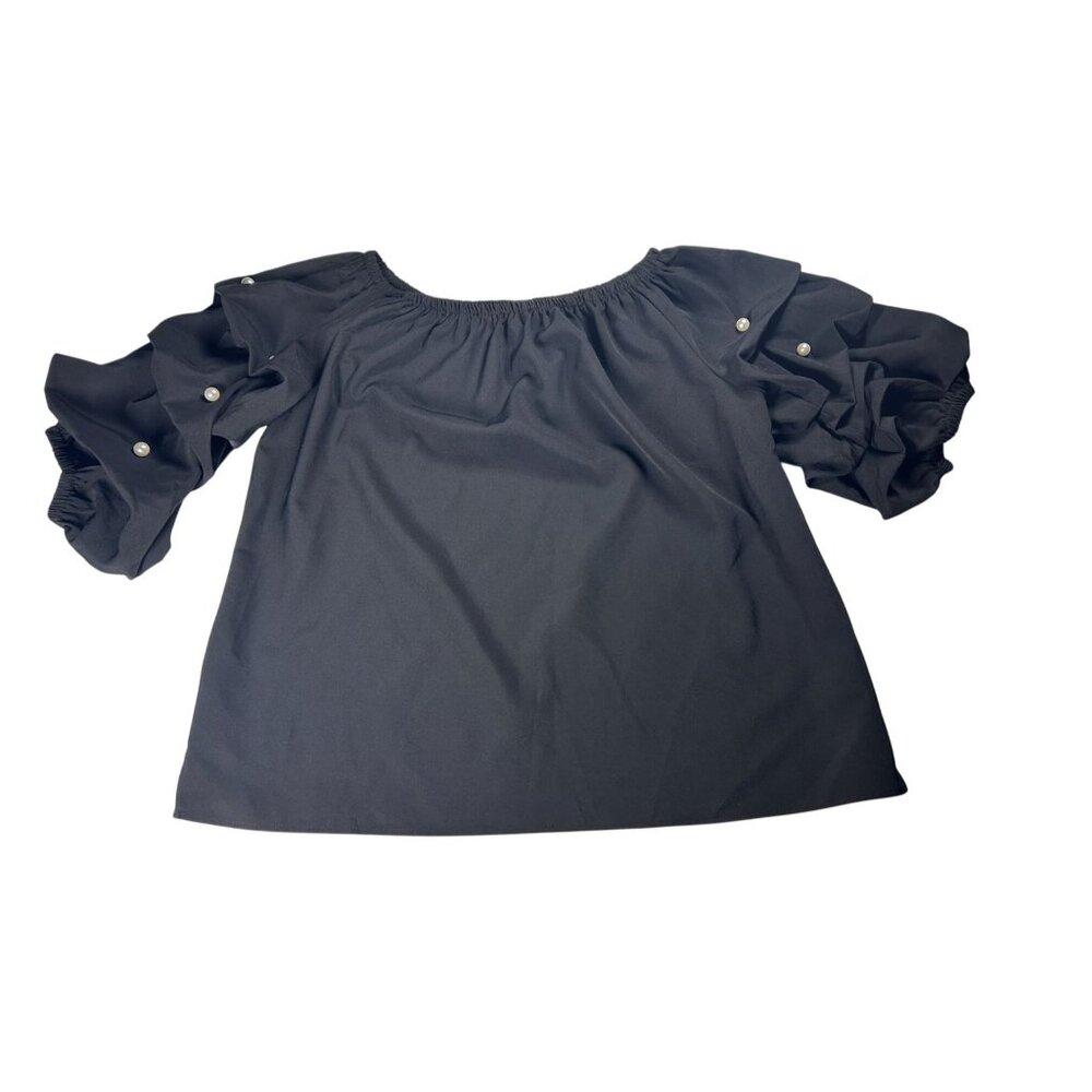 Roz & Ali Off the Shoulder Blouse Women's Size 1X With Pearl Embellished Sleeves - Picture 3 of 8